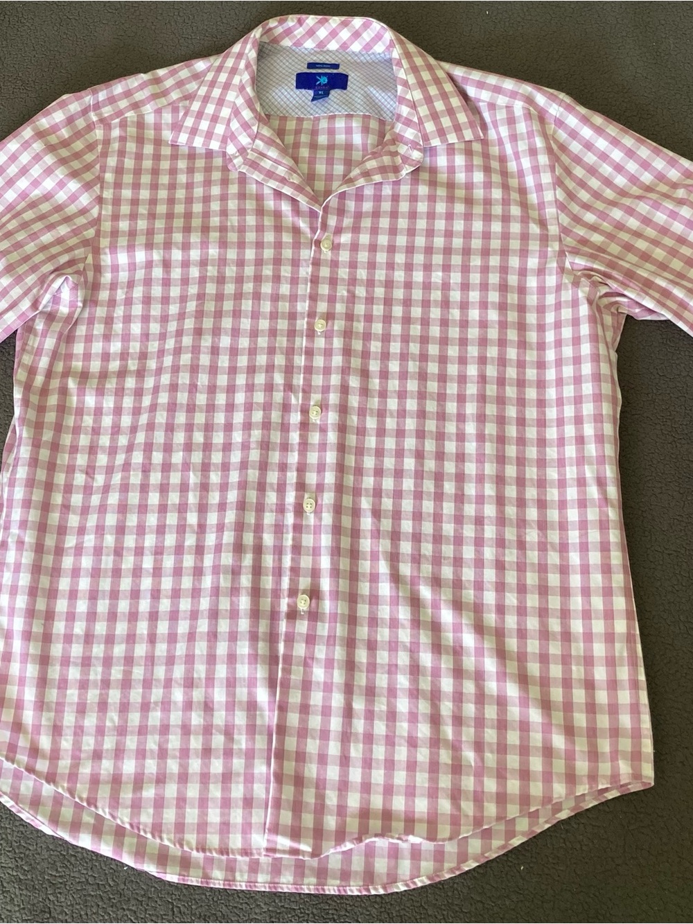 100% Cotton Egara Pink and White Gingham Button-Down Shirt